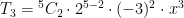 T_3 = {}^5C_2 \cdot 2^{5-2} \cdot (-3)^2 \cdot x^3