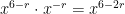 x^{6-r} \cdot x^{-r} = x^{6-2r}